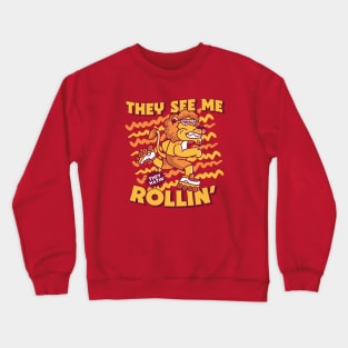 They See Me Rollin' They Hatin' // Rollerblading Lion Crewneck Sweatshirt